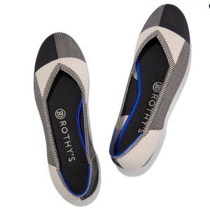 Rothy's Captoe Black Ivory Classic Flats Size 8